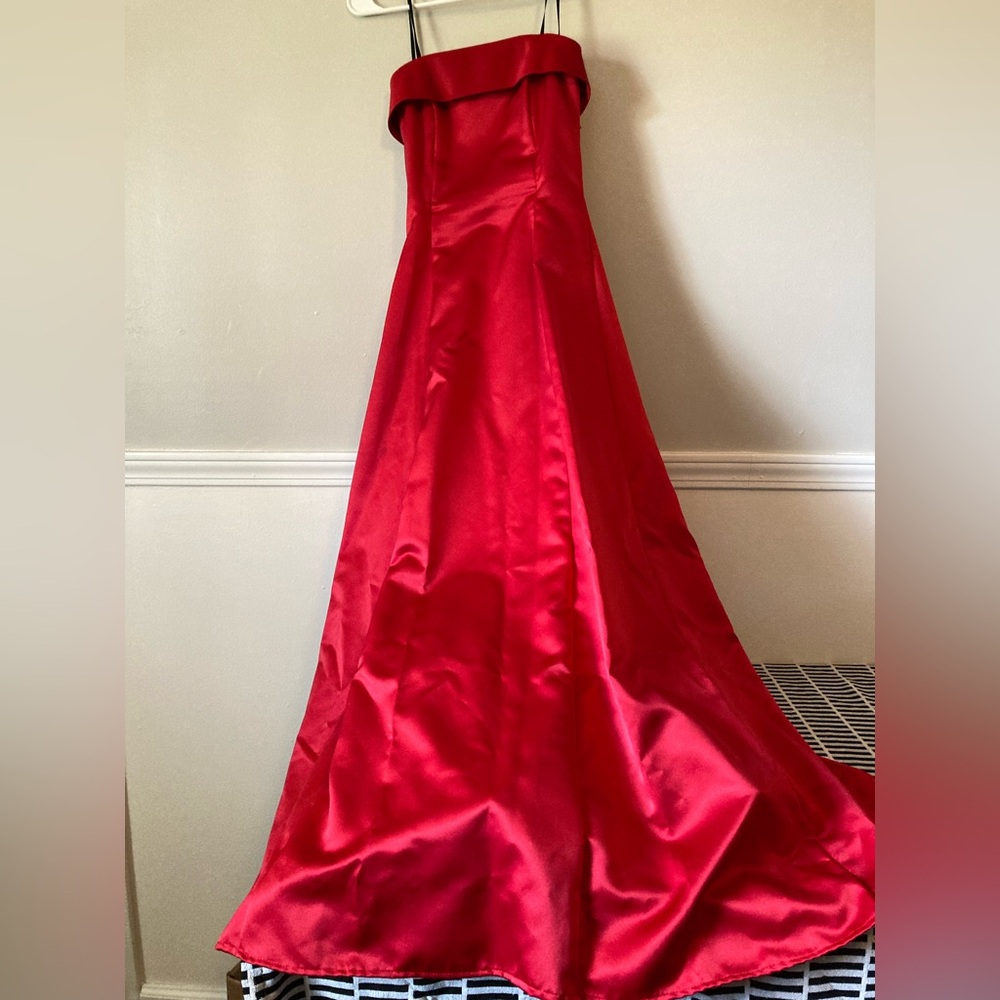 Vibrant Red Strapless Gown